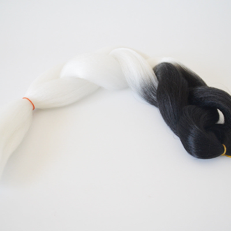 Black Wig Hair Extension High Temperature Silk Braid Gradient Color