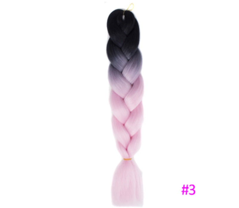 Black Wig Hair Extension High Temperature Silk Braid Gradient Color