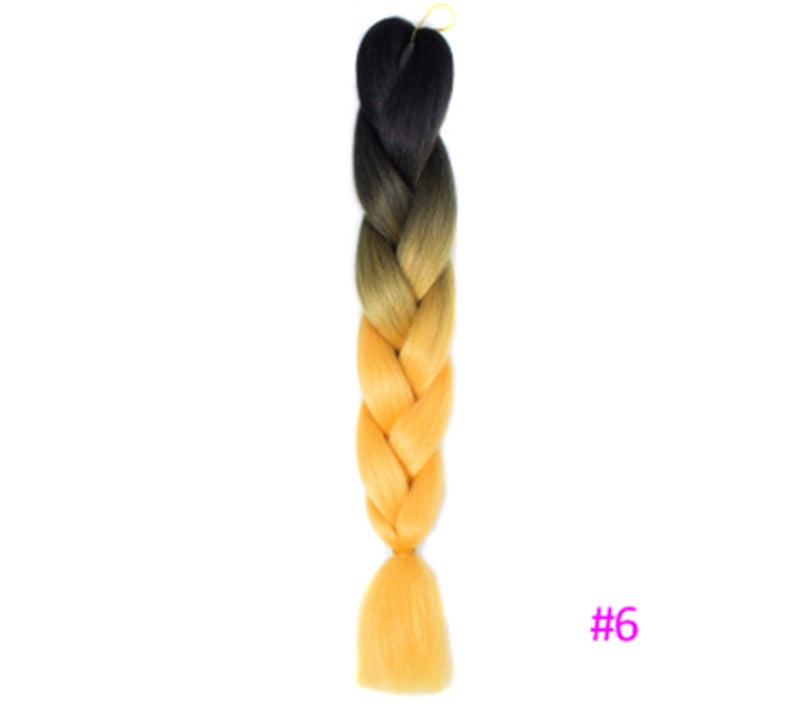Black Wig Hair Extension High Temperature Silk Braid Gradient Color