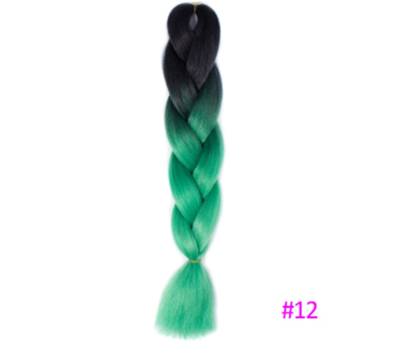 Black Wig Hair Extension High Temperature Silk Braid Gradient Color