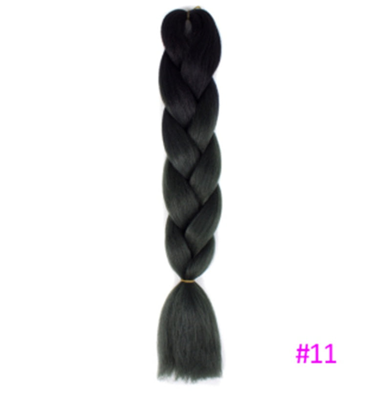 Black Wig Hair Extension High Temperature Silk Braid Gradient Color