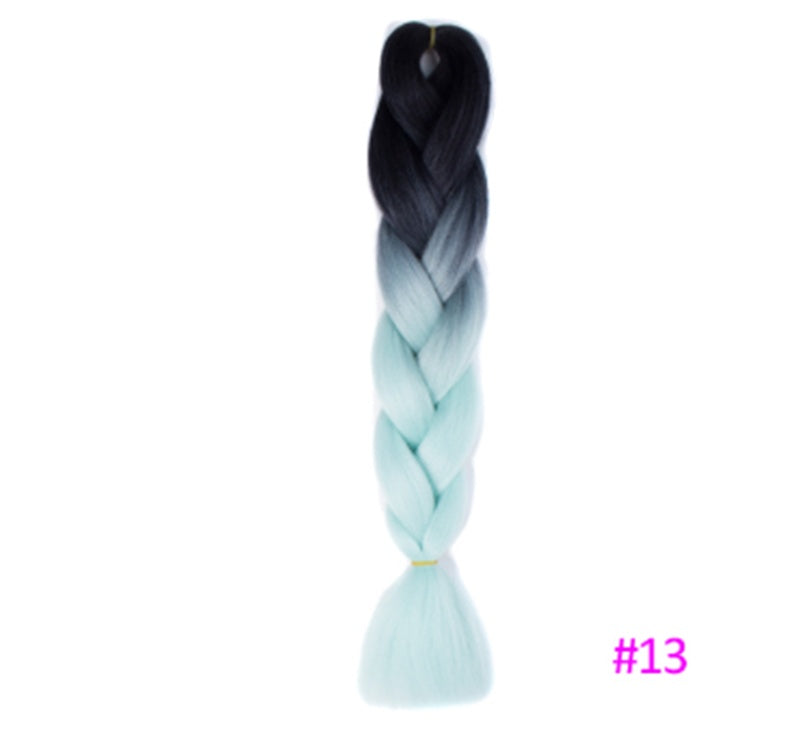 Black Wig Hair Extension High Temperature Silk Braid Gradient Color
