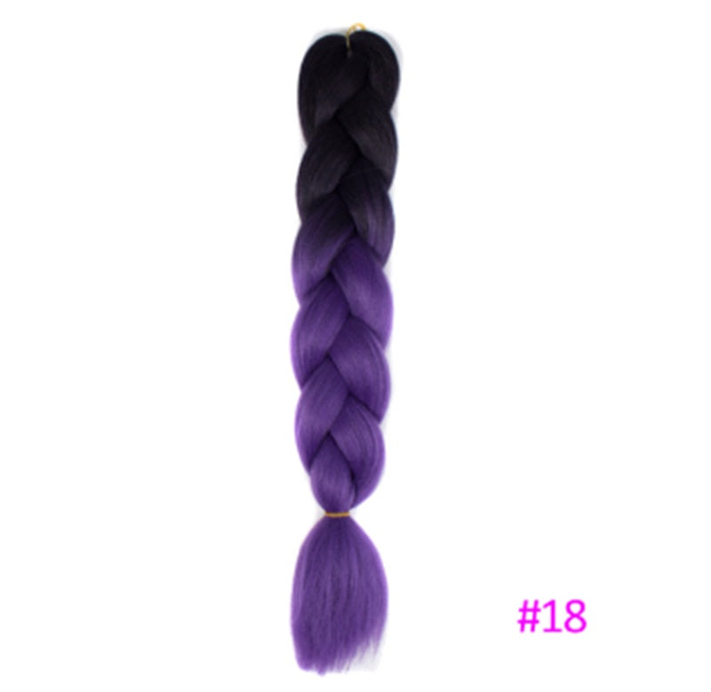 Black Wig Hair Extension High Temperature Silk Braid Gradient Color