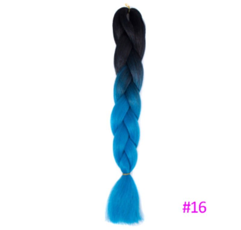 Black Wig Hair Extension High Temperature Silk Braid Gradient Color