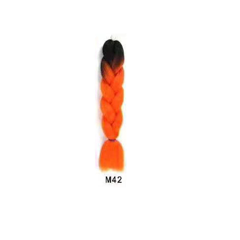 Black Wig Hair Extension High Temperature Silk Braid Gradient Color