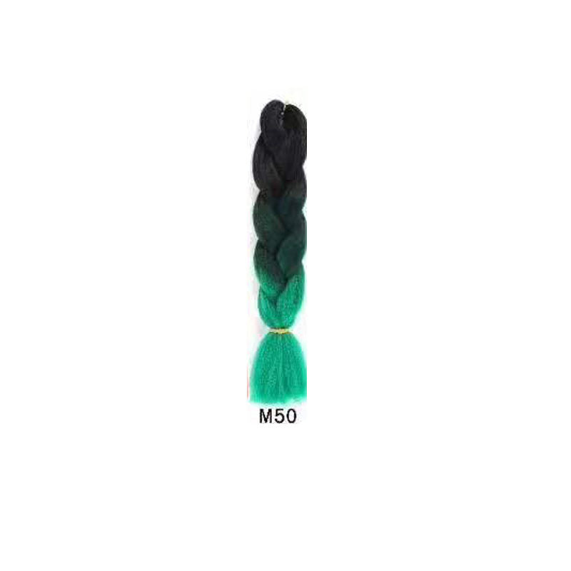 Black Wig Hair Extension High Temperature Silk Braid Gradient Color