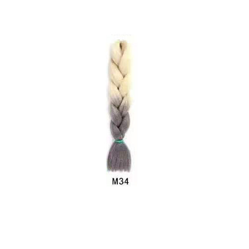 Black Wig Hair Extension High Temperature Silk Braid Gradient Color