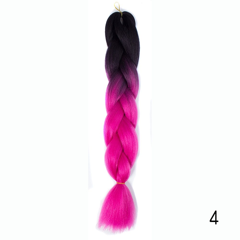 Black Wig Hair Extension High Temperature Silk Braid Gradient Color