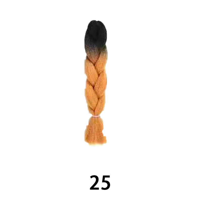Black Wig Hair Extension High Temperature Silk Braid Gradient Color