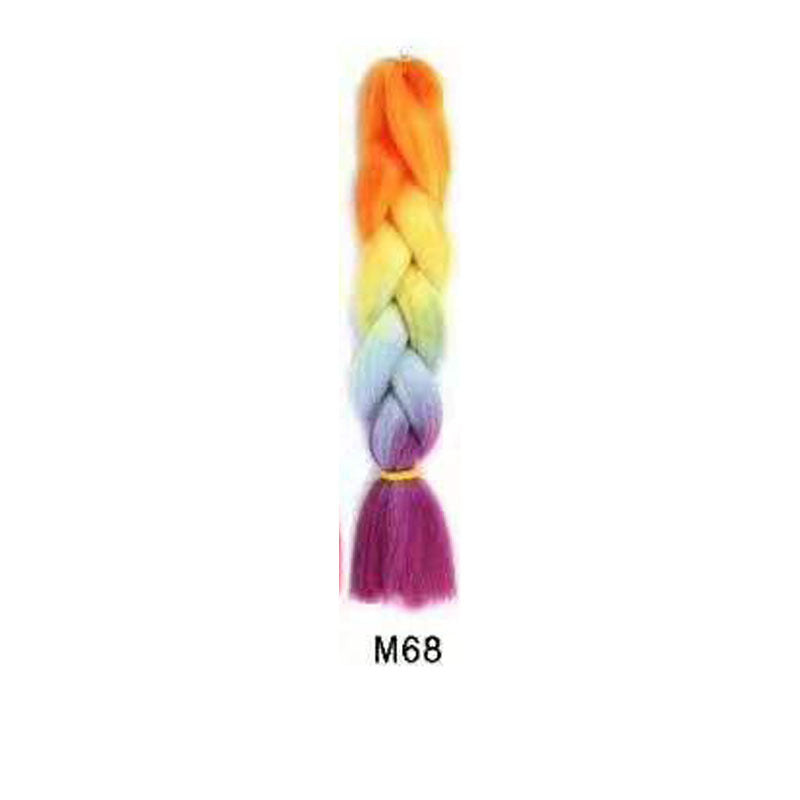Black Wig Hair Extension High Temperature Silk Braid Gradient Color