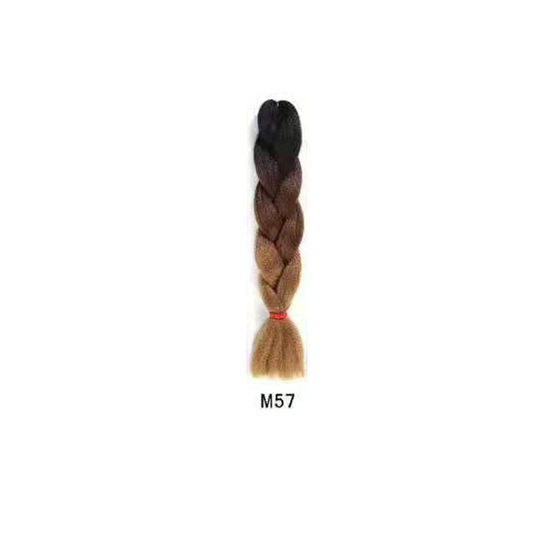 Black Wig Hair Extension High Temperature Silk Braid Gradient Color