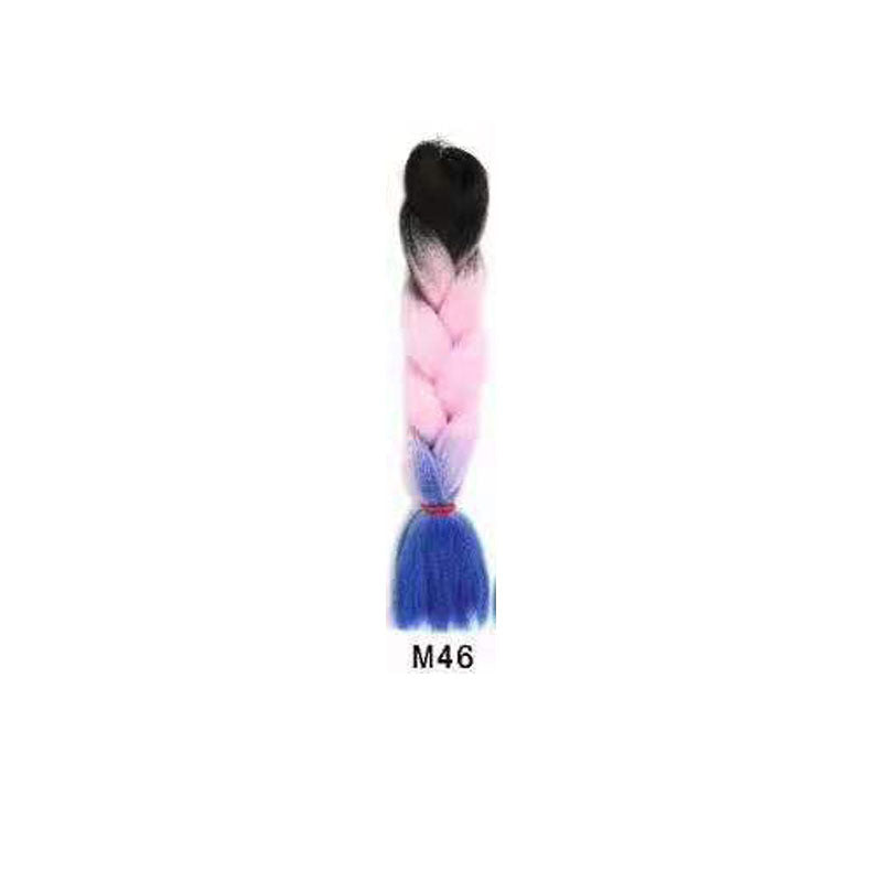 Black Wig Hair Extension High Temperature Silk Braid Gradient Color