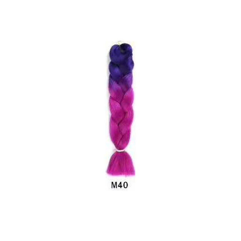 Black Wig Hair Extension High Temperature Silk Braid Gradient Color