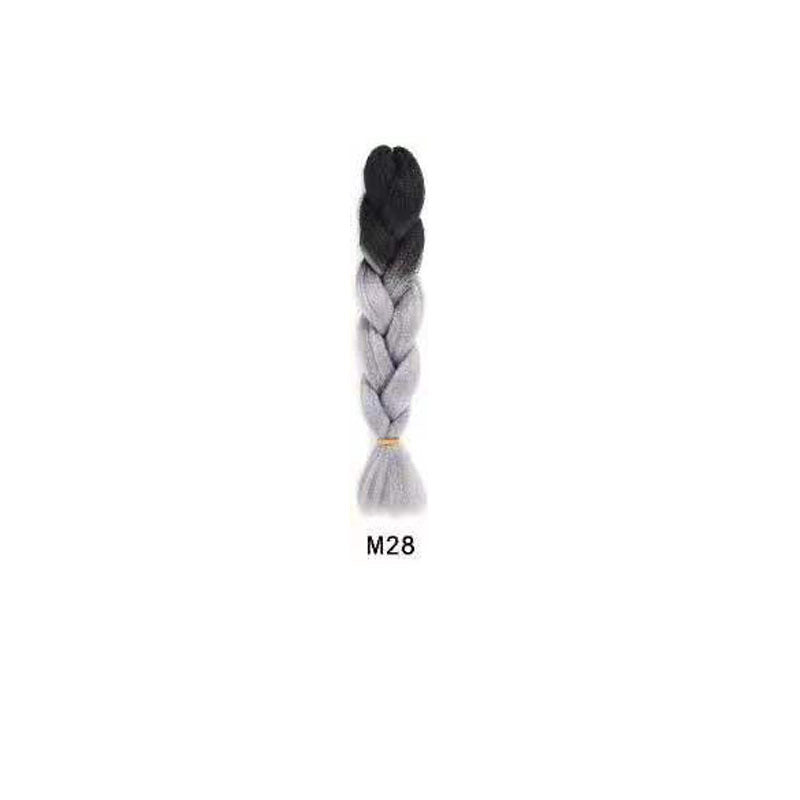 Black Wig Hair Extension High Temperature Silk Braid Gradient Color