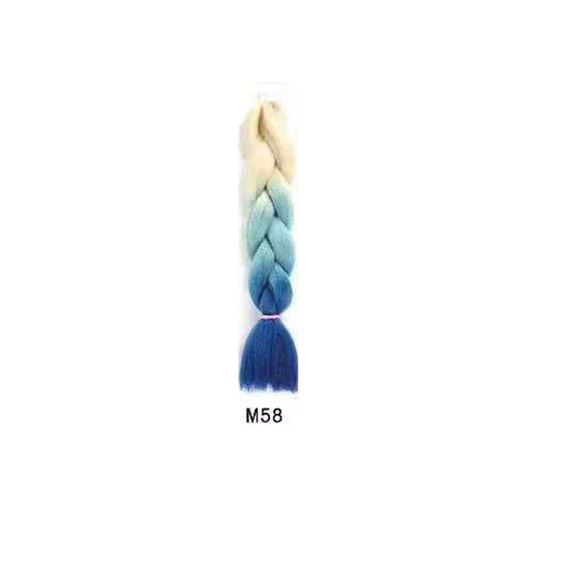 Black Wig Hair Extension High Temperature Silk Braid Gradient Color