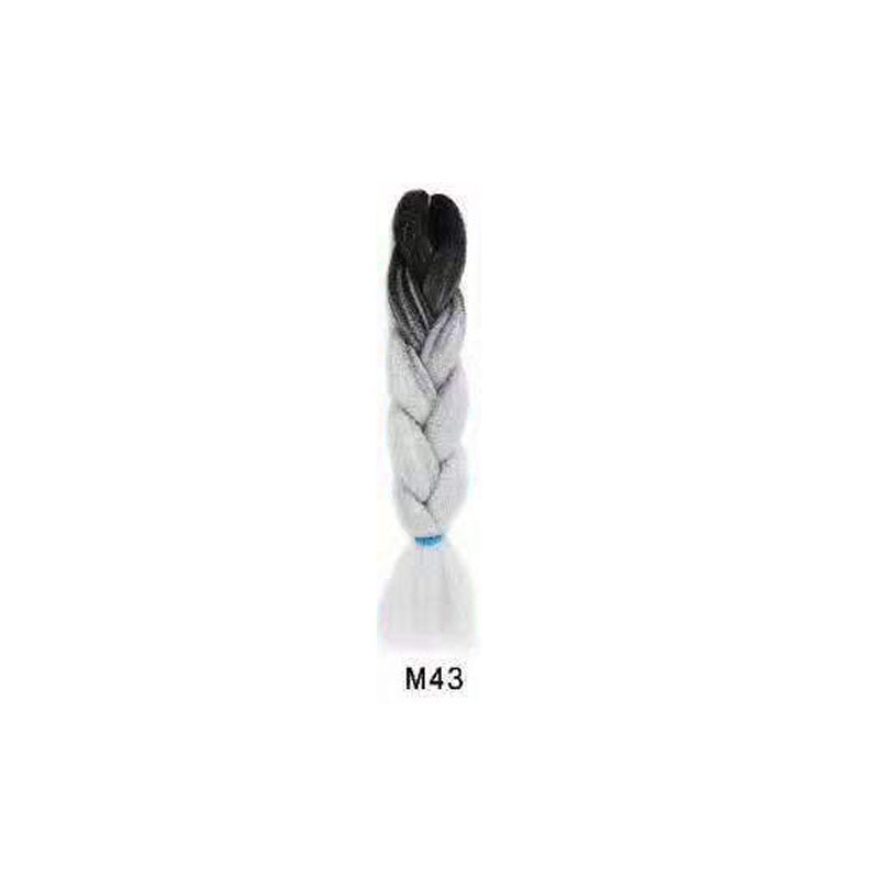 Black Wig Hair Extension High Temperature Silk Braid Gradient Color