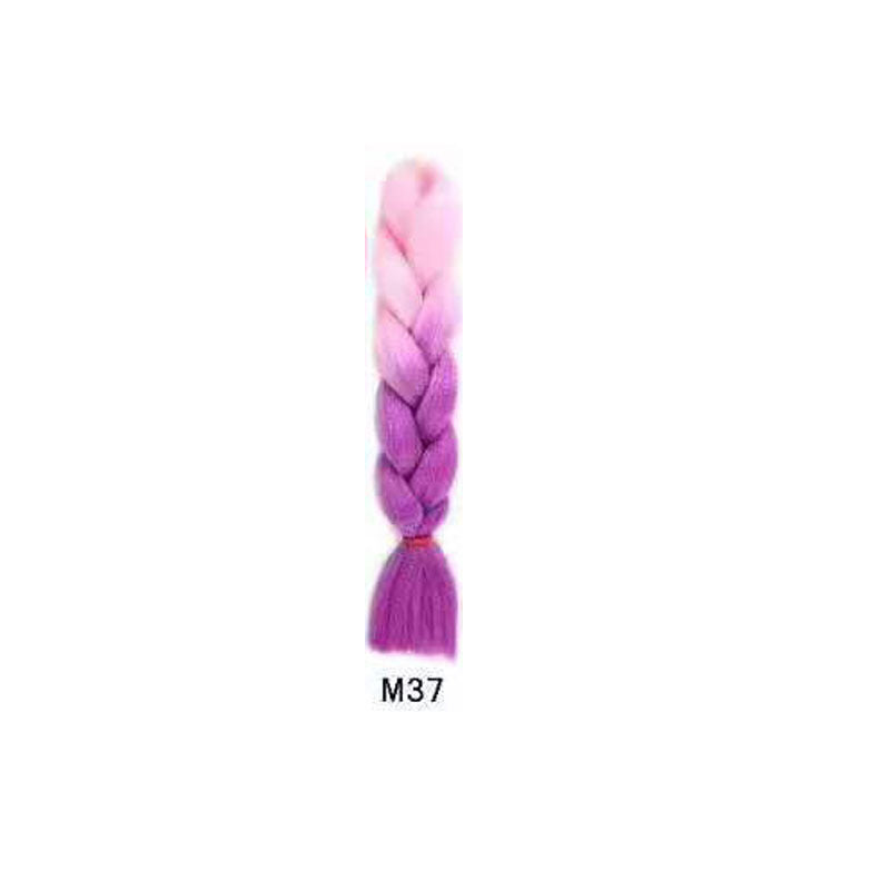 Black Wig Hair Extension High Temperature Silk Braid Gradient Color