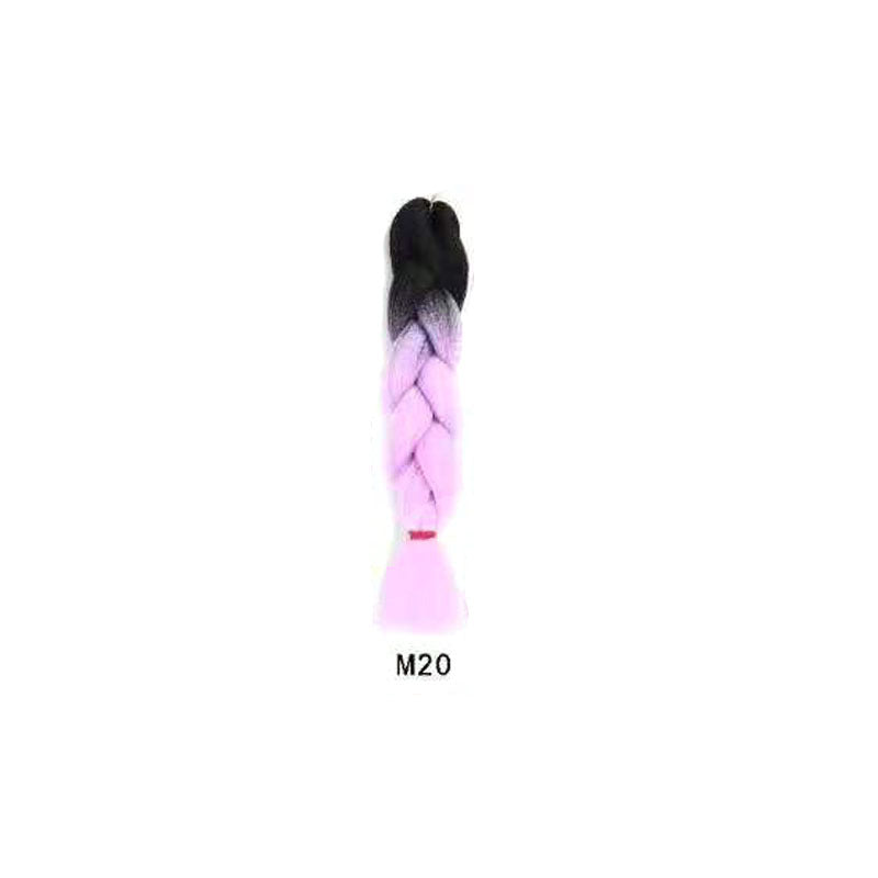 Black Wig Hair Extension High Temperature Silk Braid Gradient Color