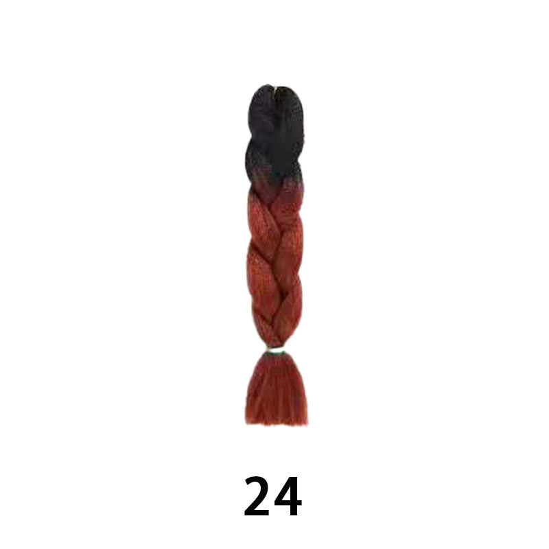 Black Wig Hair Extension High Temperature Silk Braid Gradient Color