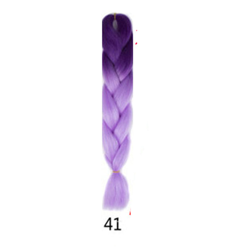 Black Wig Hair Extension High Temperature Silk Braid Gradient Color