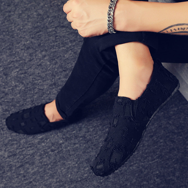 spring new trendy shoes social lazy men's breathable canvas shoes