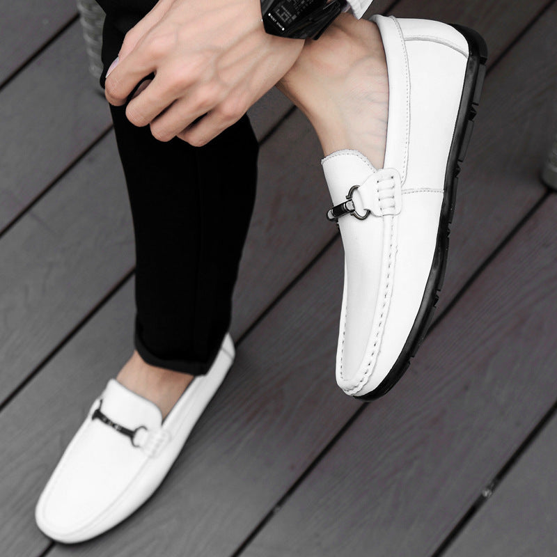 Summer New Style Cowhide Peas Shoes Breathable Casual Leather Shoes Men's Shoes