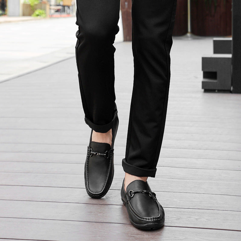 Summer New Style Cowhide Peas Shoes Breathable Casual Leather Shoes Men's Shoes