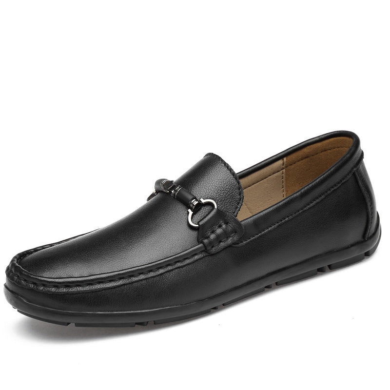 Summer New Style Cowhide Peas Shoes Breathable Casual Leather Shoes Men's Shoes