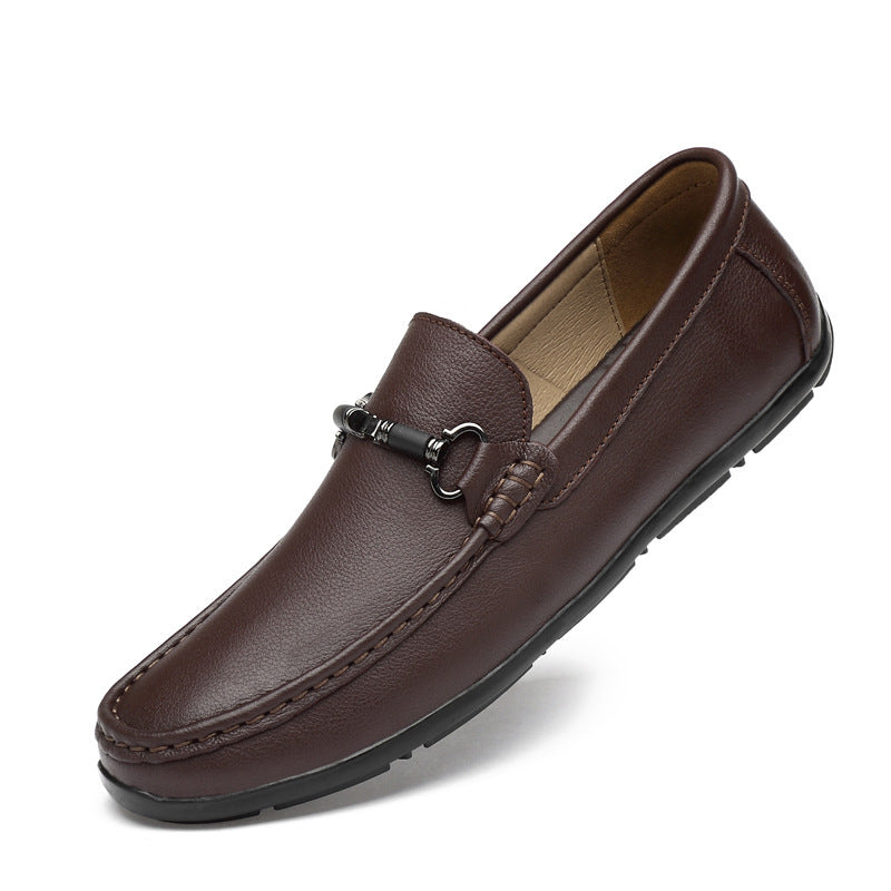 Summer New Style Cowhide Peas Shoes Breathable Casual Leather Shoes Men's Shoes