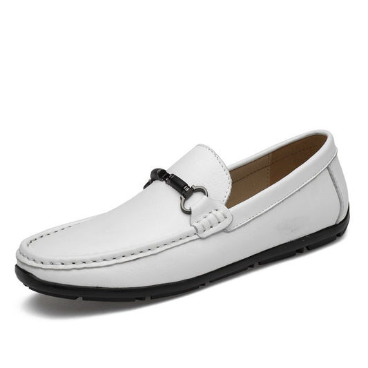 Summer New Style Cowhide Peas Shoes Breathable Casual Leather Shoes Men's Shoes