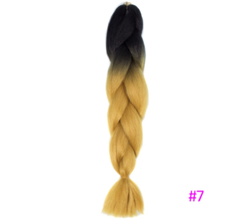 Black Wig Hair Extension High Temperature Silk Braid Gradient Color