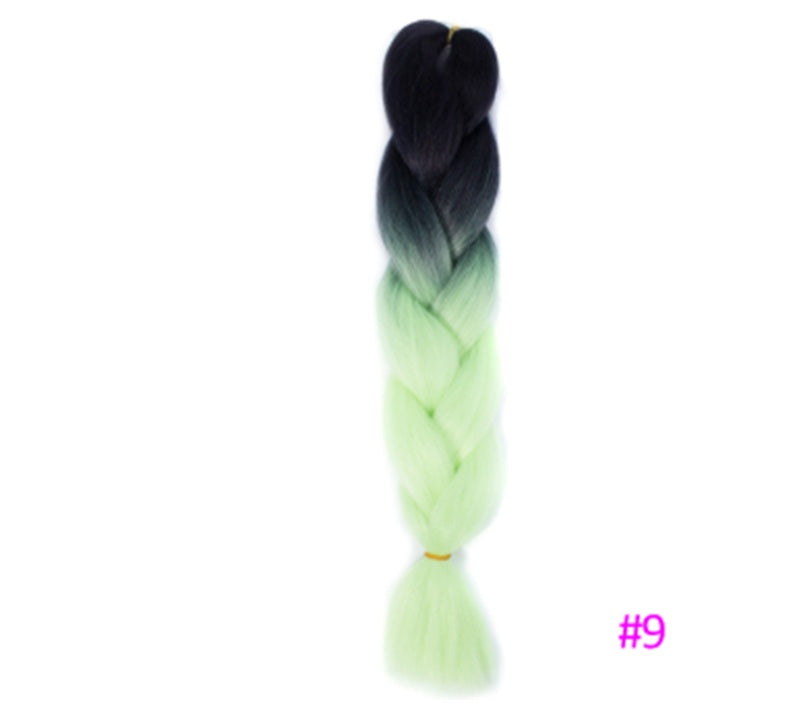 Black Wig Hair Extension High Temperature Silk Braid Gradient Color