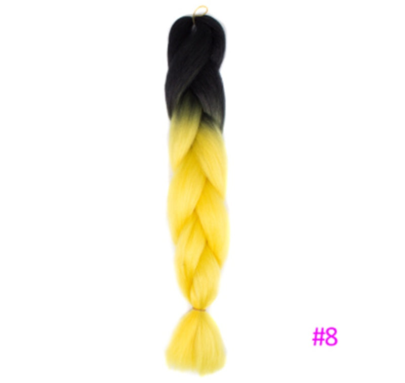 Black Wig Hair Extension High Temperature Silk Braid Gradient Color