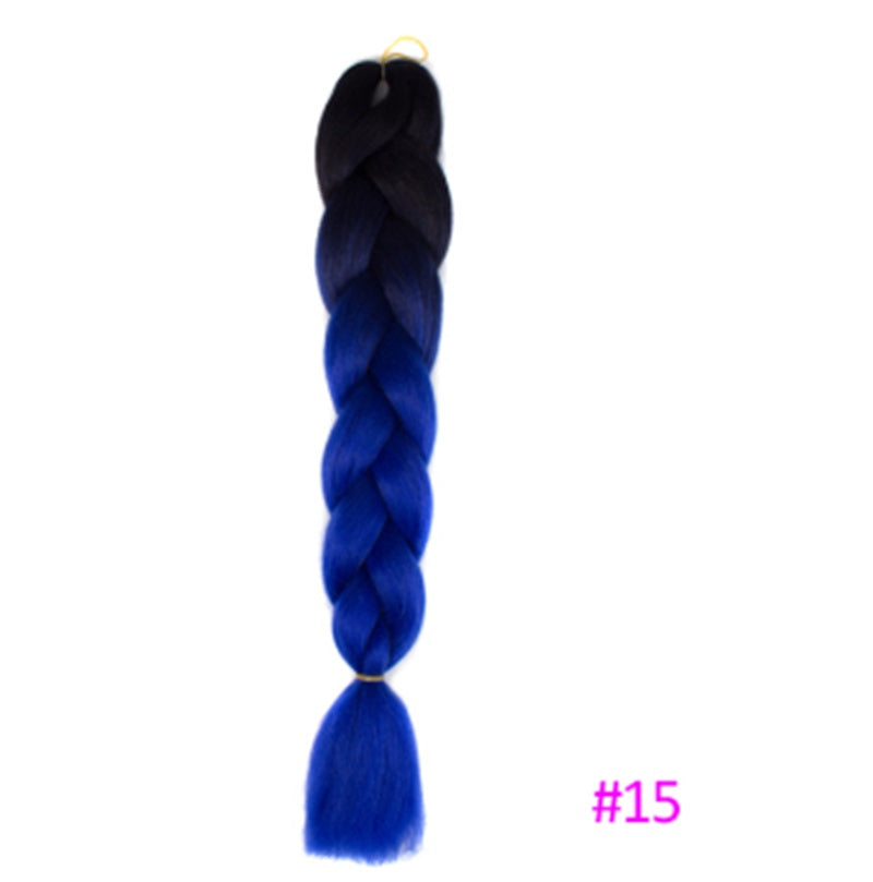 Black Wig Hair Extension High Temperature Silk Braid Gradient Color