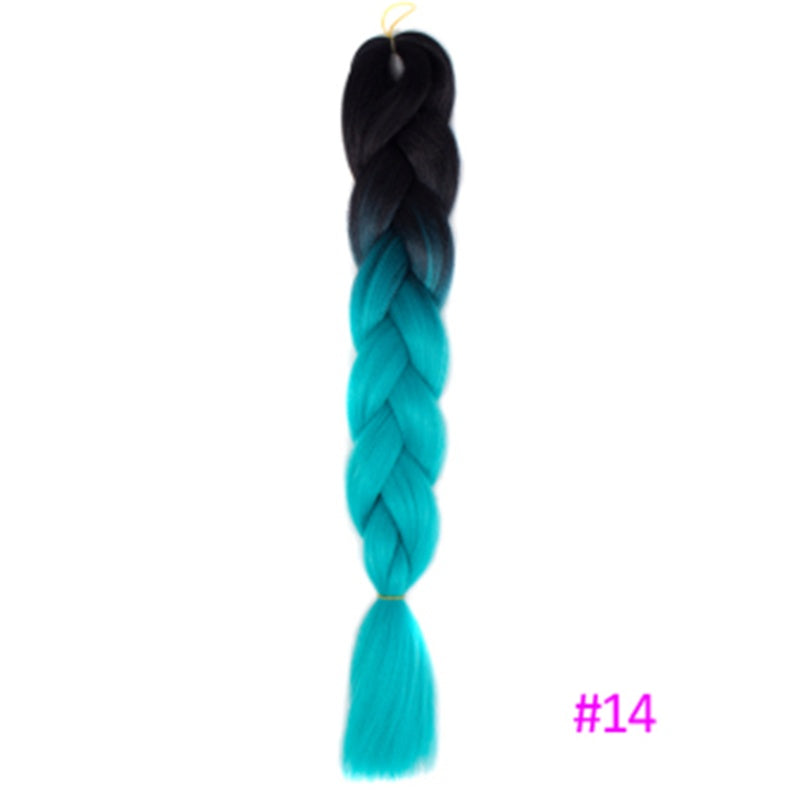 Black Wig Hair Extension High Temperature Silk Braid Gradient Color