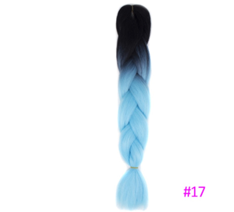 Black Wig Hair Extension High Temperature Silk Braid Gradient Color