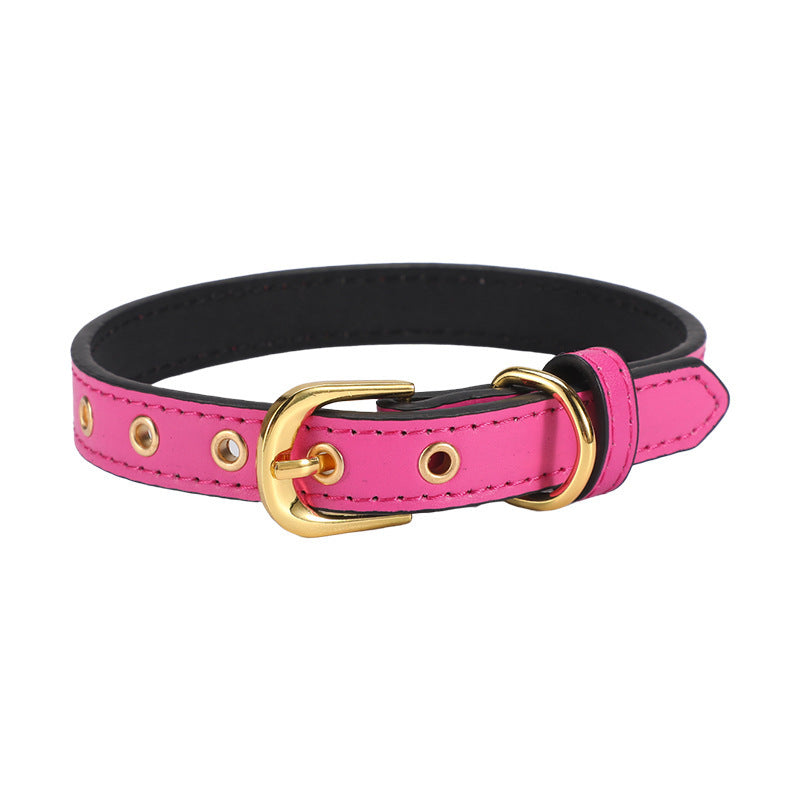 Plain Pet Collar Gold Buckle PU