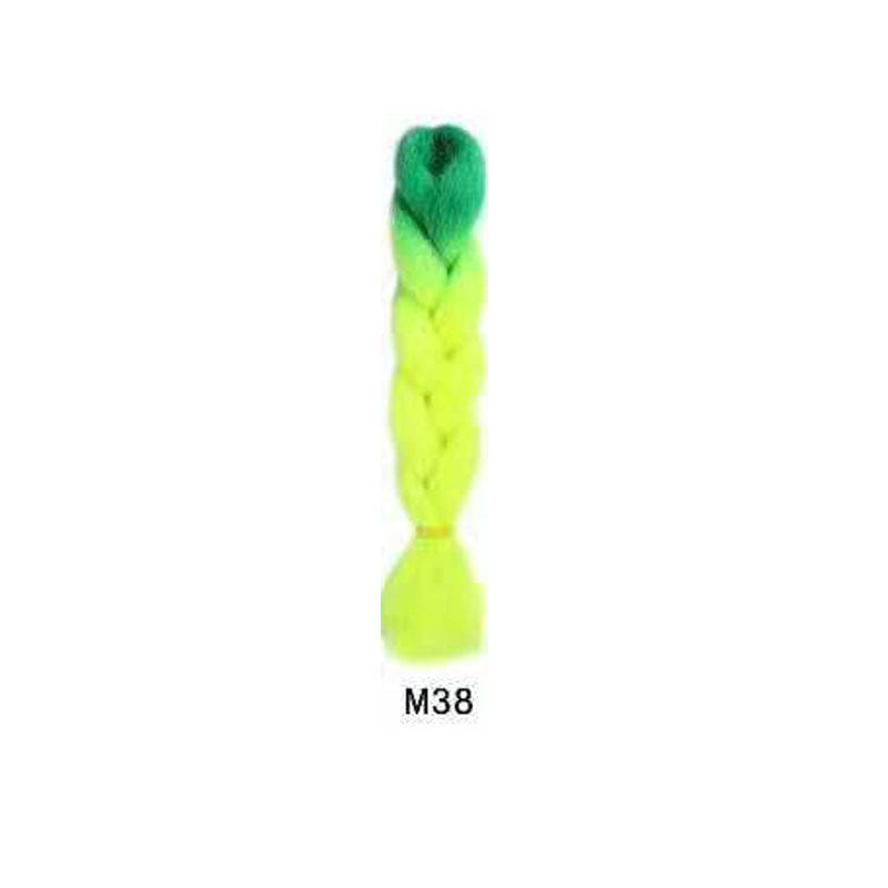 Black Wig Hair Extension High Temperature Silk Braid Gradient Color