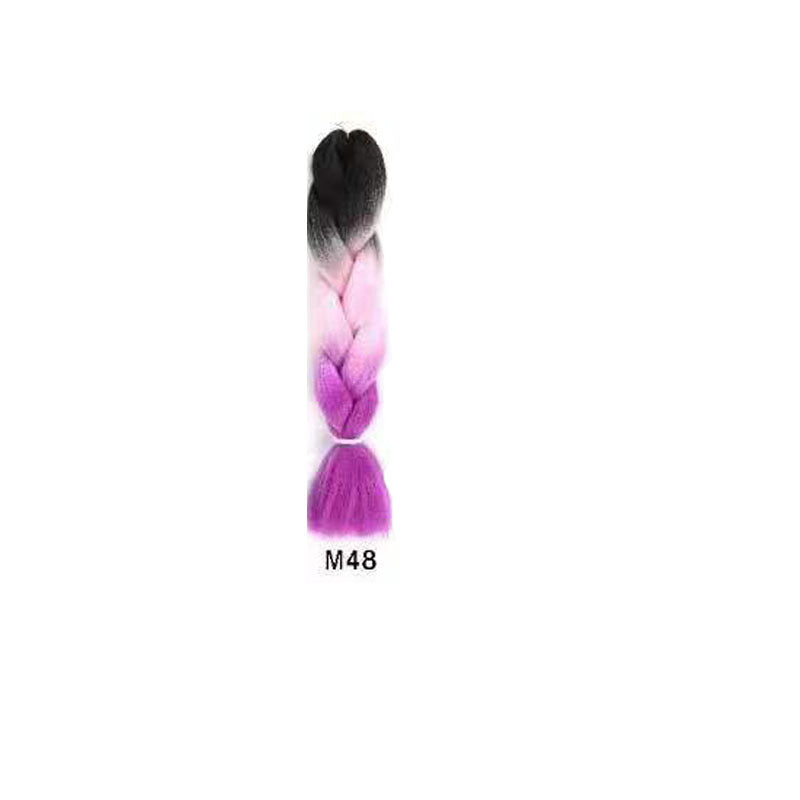 Black Wig Hair Extension High Temperature Silk Braid Gradient Color