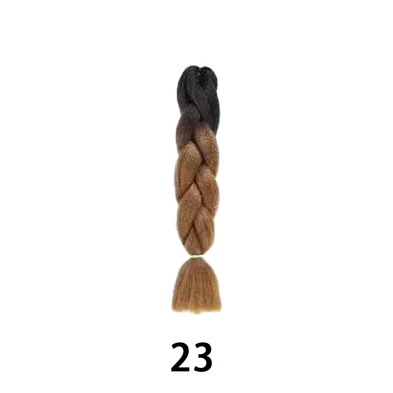 Black Wig Hair Extension High Temperature Silk Braid Gradient Color