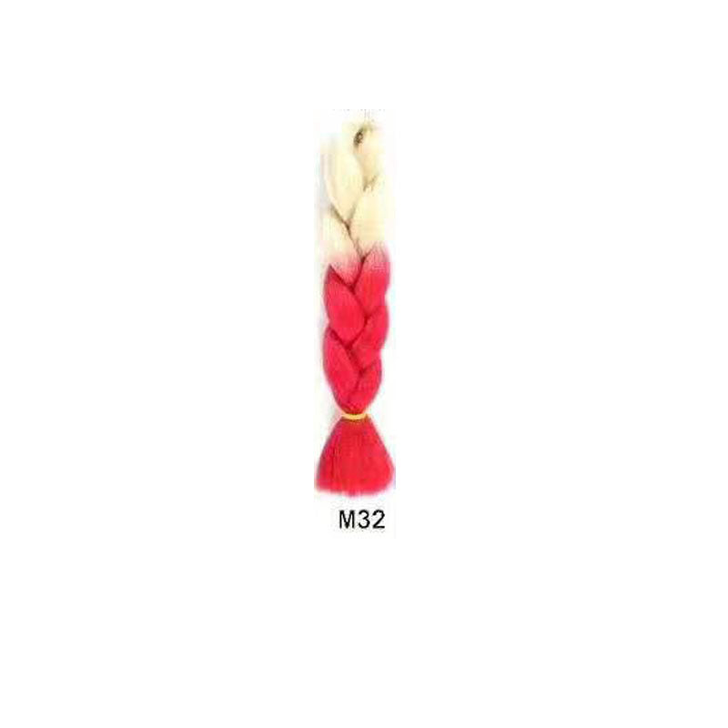 Black Wig Hair Extension High Temperature Silk Braid Gradient Color