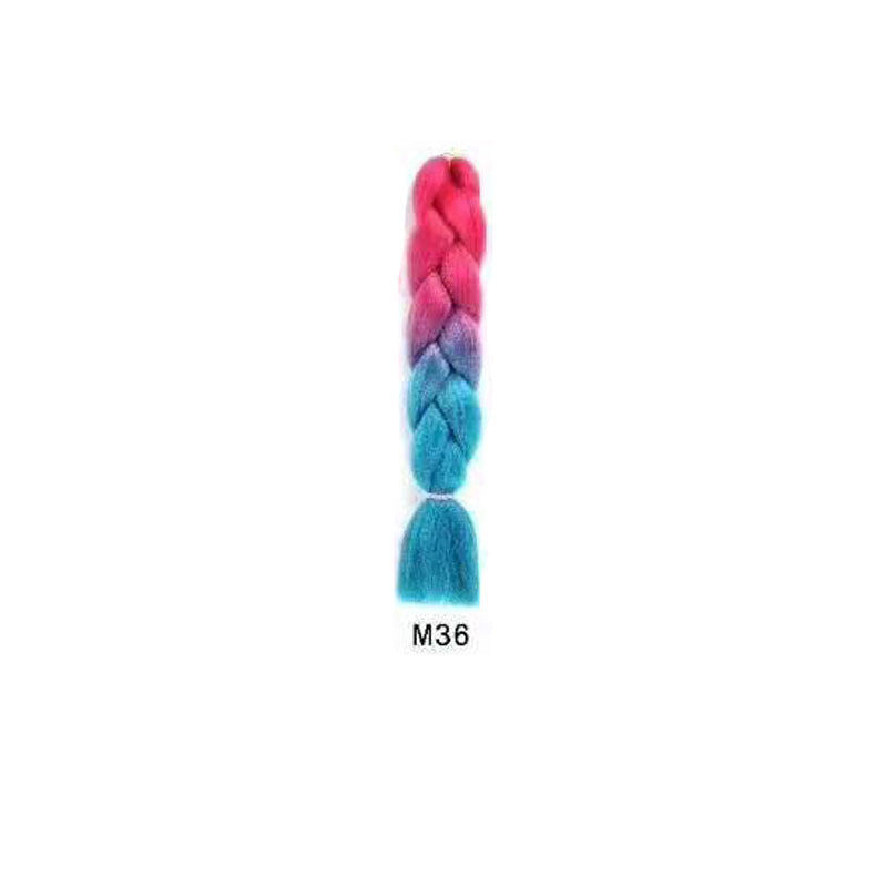 Black Wig Hair Extension High Temperature Silk Braid Gradient Color