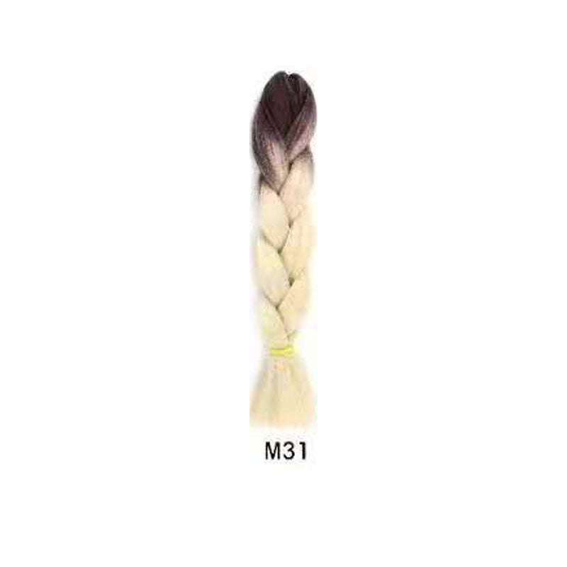 Black Wig Hair Extension High Temperature Silk Braid Gradient Color