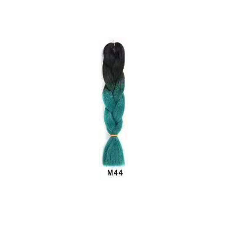 Black Wig Hair Extension High Temperature Silk Braid Gradient Color