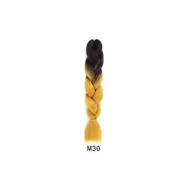 Black Wig Hair Extension High Temperature Silk Braid Gradient Color