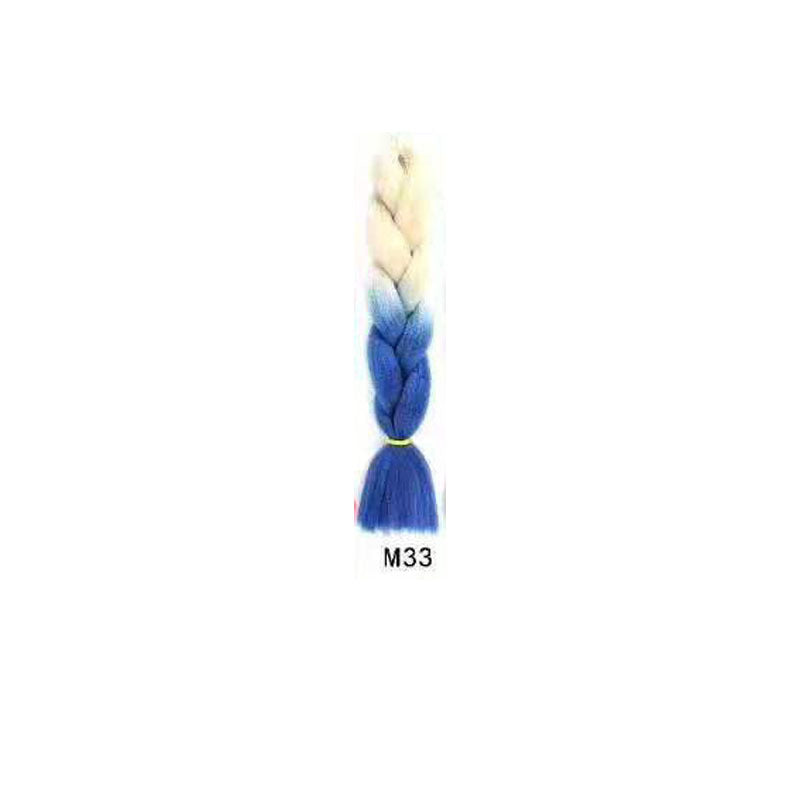 Black Wig Hair Extension High Temperature Silk Braid Gradient Color