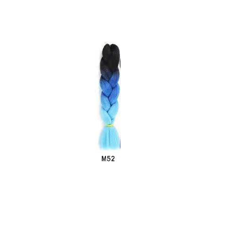 Black Wig Hair Extension High Temperature Silk Braid Gradient Color