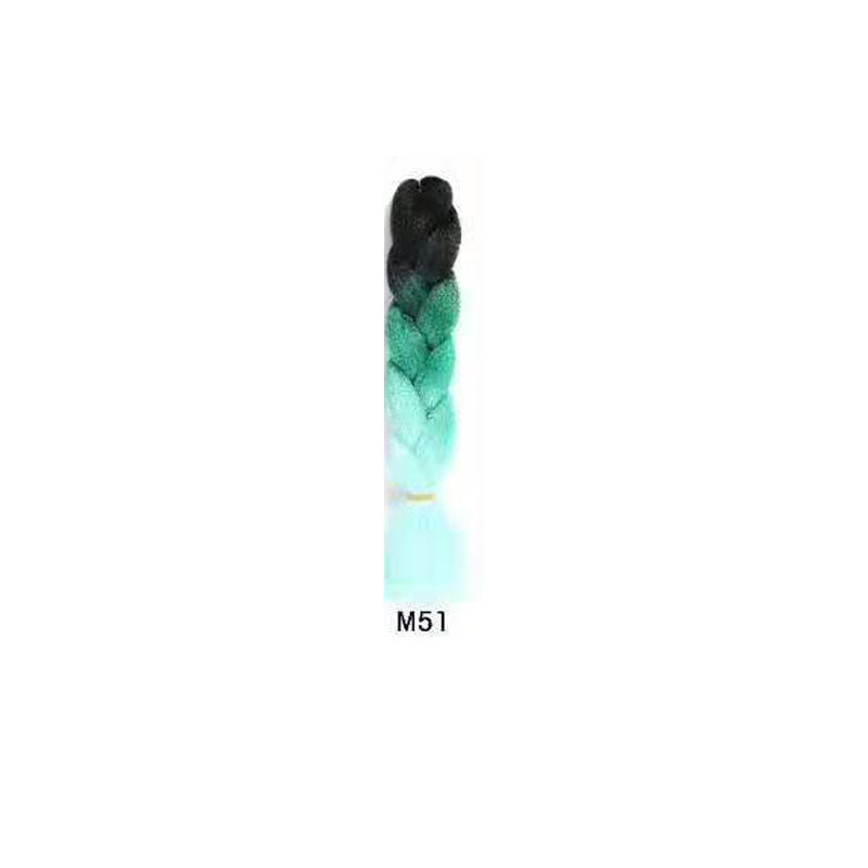 Black Wig Hair Extension High Temperature Silk Braid Gradient Color