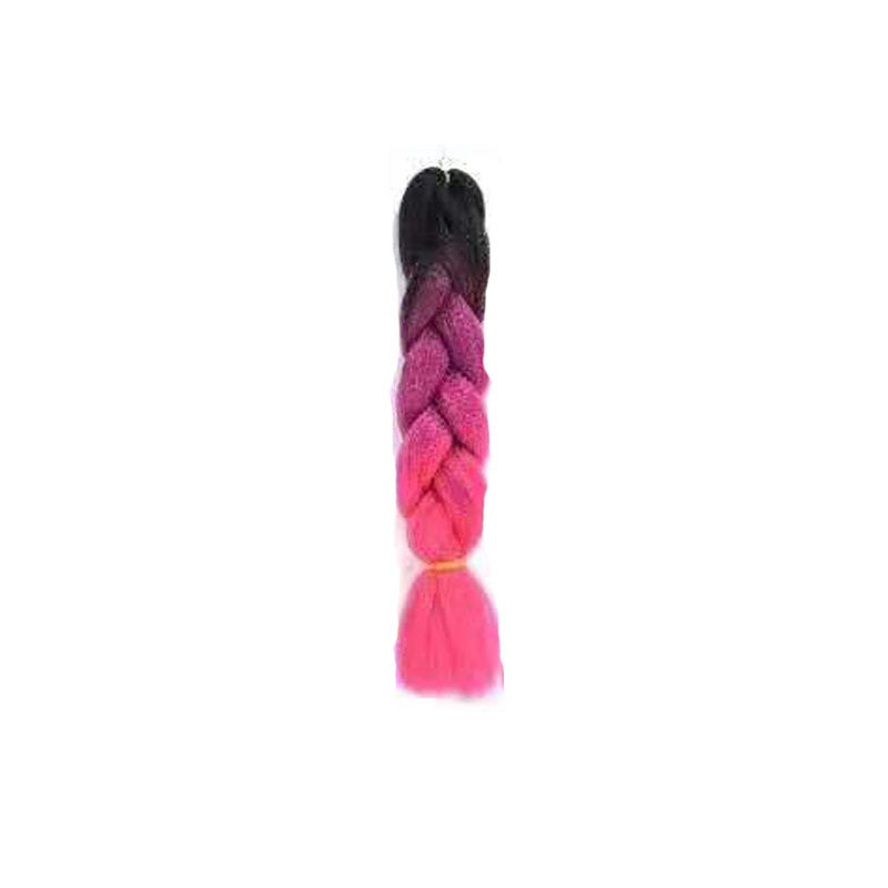 Black Wig Hair Extension High Temperature Silk Braid Gradient Color