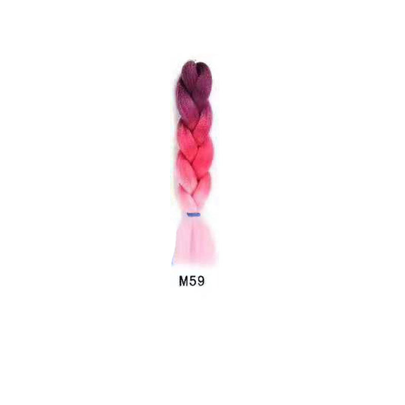 Black Wig Hair Extension High Temperature Silk Braid Gradient Color
